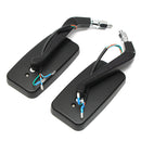 8mm+10mm Pair Motorcycle LED Turn Signal Rear View Mirrors Square Black Universal