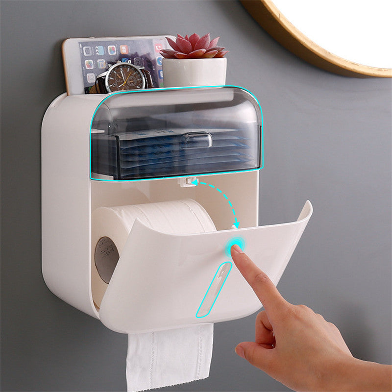 Toilet Paper Holder Wall Mounted Tissue Hanging Box For Kitchen Bathroom