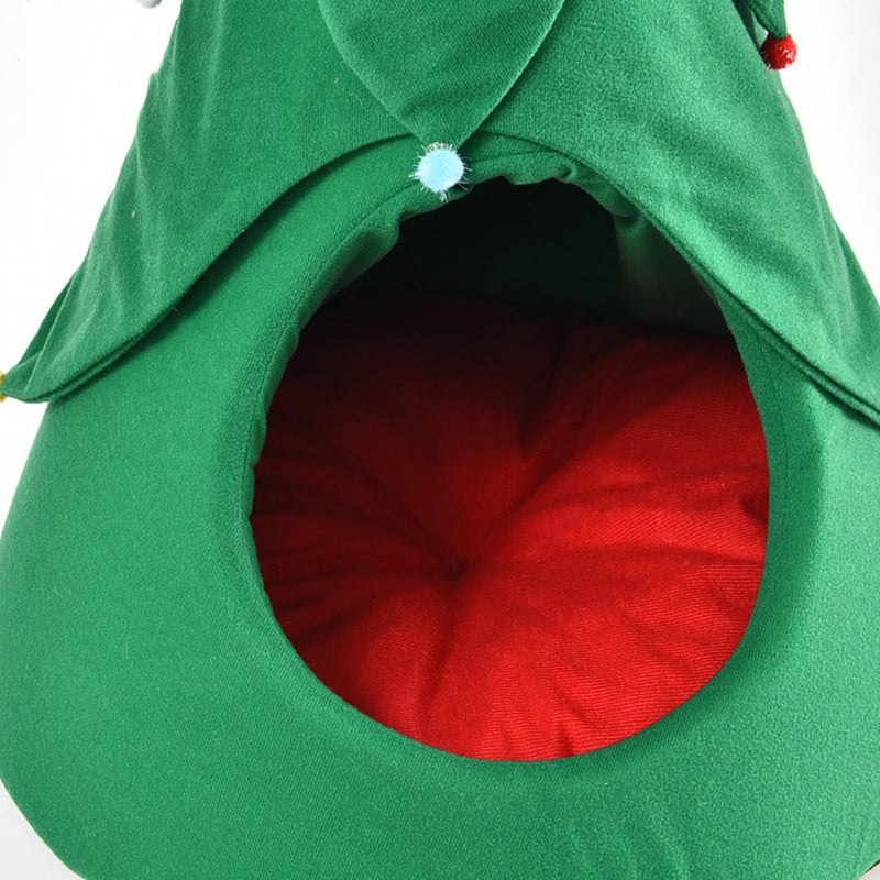 Christmas Tree Cartoon Pet Bed Dog Cat Puppy Warm Soft House Mat Nest