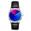 SANDA P1031 Fashion 3D Colorful Gradient Dial Steel Leather Strap Men Quartz Watch