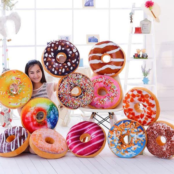Honana WX-333 40cm Colourful Plush Creative 3D Squishy Donut Throw Pillow Sofa Car Cushion Valentines Gift