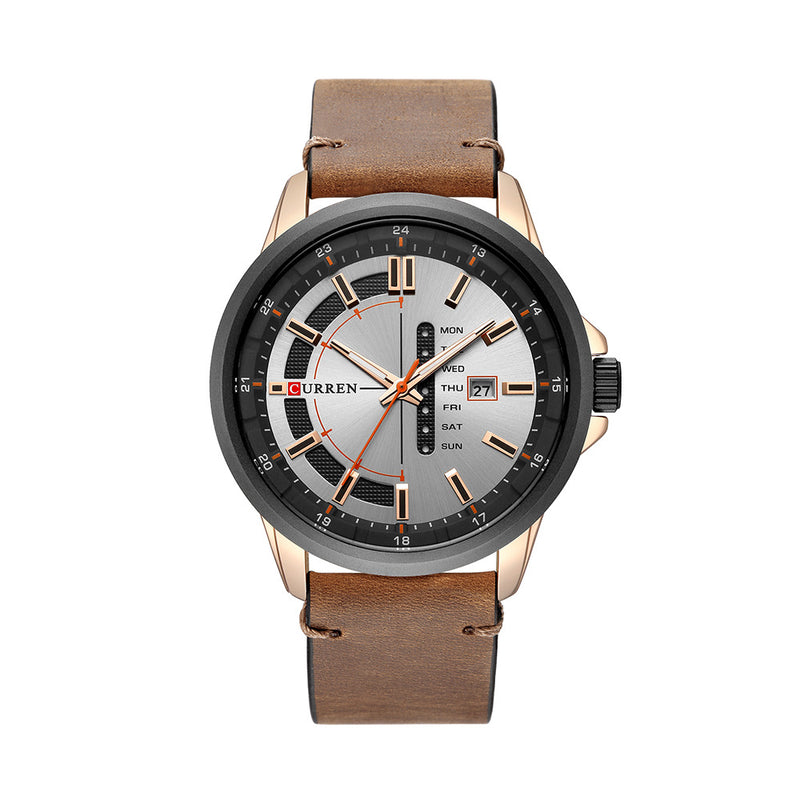 CURREN 8307 Calendar Unique Design Men Wrist Watch Genuine Leather Quartz Watch