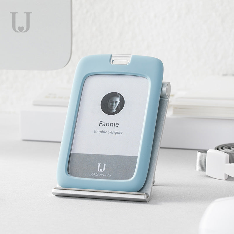 Jordan&Judy JJ-YD0010 1PC Silicone Work Card Holder with Lanyard Employee Name ID Card Cover Work Certificate Identity Badge Holder