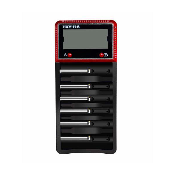 HXY-H6 6 Slot LCD Screen Smart Adjustable Charger 18650 17500 AA Li-ion / Ni-mh Battery Charger