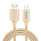 Smart LED Auto Disconnect Charger Nylon Braided Micro USB 2A Tablet Cable-1M