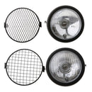 Vintage Motorcycle LED Headlight With Oblique Net Cover White Lens