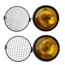 7.68" Amber Headlight Cover With Mesh Grill Cover Yellow Lens