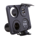 12V-Car Boat Dual Cigarette Lighter Socket Dual USB Port Chargr Voltmeter