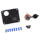 12V-Car Boat Dual Cigarette Lighter Socket Dual USB Port Chargr Voltmeter
