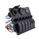 Boat Marine Switch Panel 6 Gang Metal Board LED Rocker Blank Switch Panel