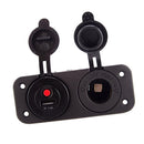 2-Hole Panel USB Charger Voltmeter 12V Socket with Cigarette Lighter