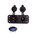 2-Hole Panel USB Charger Voltmeter 12V Socket with Cigarette Lighter