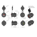 2-Hole Panel USB Charger Voltmeter 12V Socket with Cigarette Lighter