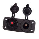 2-Hole Panel USB Charger Voltmeter 12V Socket with Cigarette Lighter