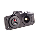 2-Hole Panel USB Charger Voltmeter 12V Socket with Cigarette Lighter