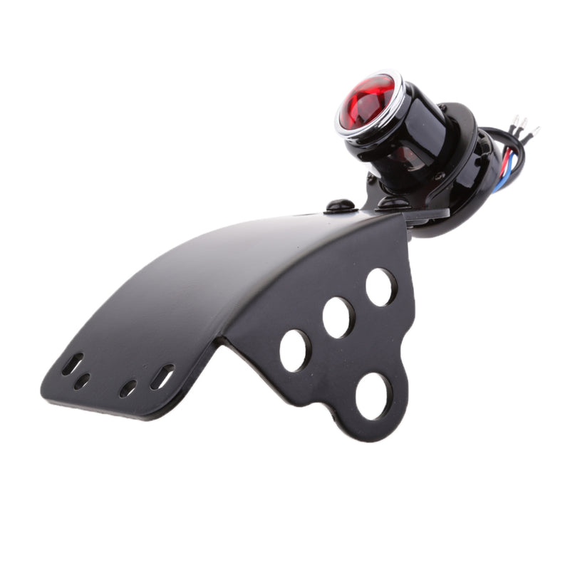 1" Vertical License Plate Bracket Black Brake Tail Light for Motorcycle ATV
