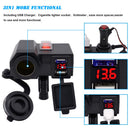 DC 12V 4.2A Dual USB Charger Power Socket LED Voltmeter for Motorcycle