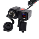 12V 4.2A Motorcycle Accessories Dual USB Charger Cigarette Lighter Socket Voltmeter Switch