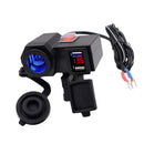 12V 4.2A Motorcycle Accessories Dual USB Charger Cigarette Lighter Socket Voltmeter Switch