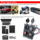 Dual USB Socket Charger 3.1A 5V + LED Voltmeter + Power Outlet + ON-OFF Switch for Car Boat Marine