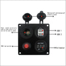 Dual USB Socket Charger 3.1A 5V + LED Voltmeter + Power Outlet + ON-OFF Switch for Car Boat Marine