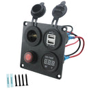 Dual USB Socket Charger 3.1A 5V + LED Voltmeter + Power Outlet + ON-OFF Switch for Car Boat Marine