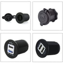 Dual USB Socket Charger 3.1A 5V + LED Voltmeter + Power Outlet + ON-OFF Switch for Car Boat Marine