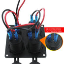 4 Functions Panel Dual USB Charger Blue LED Voltmeter Power Outlet ON-OFF Switch