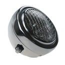 Retro Motorcycle Head Light with Grill Cover Fit for Cafe Racer Chrome
