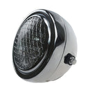 Retro Motorcycle Head Light with Grill Cover Fit for Cafe Racer Chrome