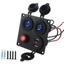 DC 12V-24V Car Dual USB Charger+Red Digital Voltmeter+ON/OFF Switch Panel