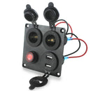 DC 12V-24V Car Dual USB Charger+Red Digital Voltmeter+ON/OFF Switch Panel