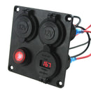 DC 12V-24V Car Dual USB Charger+Red Digital Voltmeter+ON/OFF Switch Panel