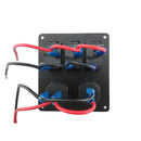 Waterproof 3 Gang 3 color Rocker Switch Panel DC 12V Voltmeter Double