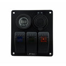 Waterproof 3 Gang 3 color Rocker Switch Panel DC 12V Voltmeter Double