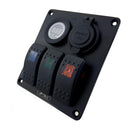 Waterproof 3 Gang 3 color Rocker Switch Panel DC 12V Voltmeter Double
