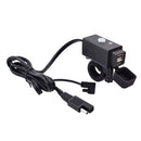 5V 3.1A Waterproof Motorcycle Dual USB Port Socket Kit SAE to USB Adapter Cable Phone Tablet GPS Charger