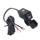 Motorcycle Dual USB Cable Charger Adapter Ports Power Socket with LED Indicator for Cell Phone Tablet GPS