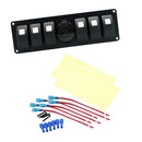 6-Gang Rocker Switch Panel Circuit Breaker + Blue LED Voltmeter RV Car Marine Boats