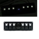 6-Gang Rocker Switch Panel Circuit Breaker + Blue LED Voltmeter RV Car Marine Boats
