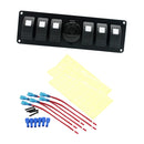 6-Gang Rocker Switch Panel Circuit Breaker + Blue LED Voltmeter RV Car Marine Boats