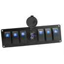 6-Gang Rocker Switch Panel Circuit Breaker + USB 4.2A for RV Car Marine Boats