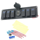 6-Gang Rocker Switch Panel Circuit Breaker + USB 4.2A for RV Car Marine Boats