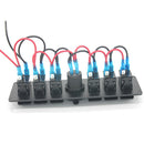 6-Gang Rocker Switch Panel Circuit Breaker + USB 4.2A for RV Car Marine Boats
