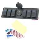 6-Gang Rocker Switch Panel Circuit Breaker + USB 4.2A for RV Car Marine Boats