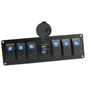 6-Gang Rocker Switch Panel Circuit Breaker + USB 4.2A for RV Car Marine Boats