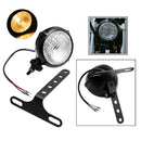 Black Vintage Retro Bullet Headlight Front Lamp High Low Beam For Harley