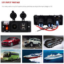 Dual USB Socket Charger 2.1A & 1A + Cigarette Lighter Socket (Power Socket) + ON-OFF Toggle Switch for Car Boat Marine RV