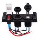 Dual USB Socket Charger 2.1A & 1A + Cigarette Lighter Socket (Power Socket) + ON-OFF Toggle Switch for Car Boat Marine RV