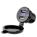 Dual USB Charger Socket with LED Digital Voltmeter Motorcycle Boat